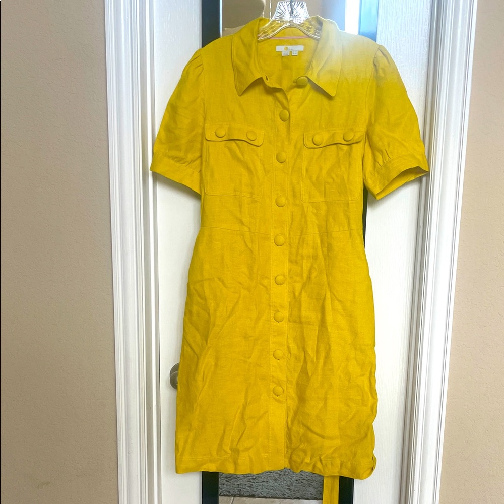 Boden yellow linen dress size 10L